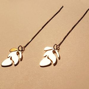 .925 Sterling Silver: 24k gp sterling earrings w/monstera ~New~